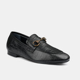 Black Croc Leather Shoe PN04