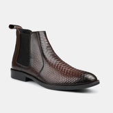 Brown Textured Chelsea Boots PJ36