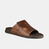 Handcrafted Brown Leather Slippers SA81