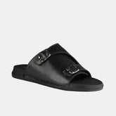 Dual-Buckle Black Formal Slippers SA84