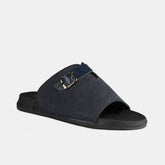 Suede Navy Blue Buckle Slipper SA80
