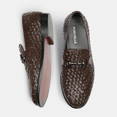 Woven Leather Shoes with Buckle Detail PJ29 Puro Premium Woven Leather Shoes with Buckle Detail PJ29 Puro Premium